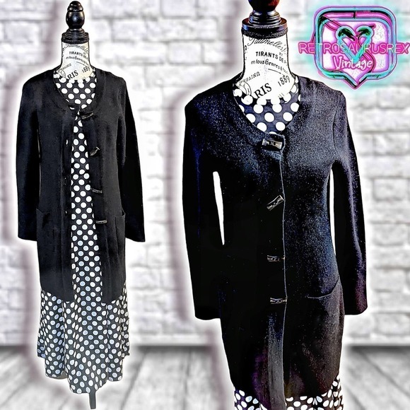 Vintage Retro Knit Duster Cardigan Sweater Dress - Picture 4 of 9
